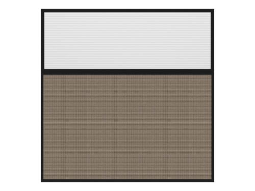 Portable and Acoustic Partition Hush Panel Configurable Cubicle Partition 6' x 6' W/ Window Slate Woven Fabric Clear Fluted Window Black Trim