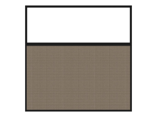 Portable and Acoustic Partition Hush Panel Configurable Cubicle Partition 6' x 6' W/ Window Slate Woven Fabric Clear Window Black Trim