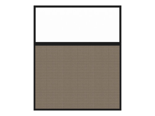 Portable and Acoustic Partition Hush Panel Configurable Cubicle Partition 5' x 6' W/ Window Slate Woven Fabric Clear Window Black Trim