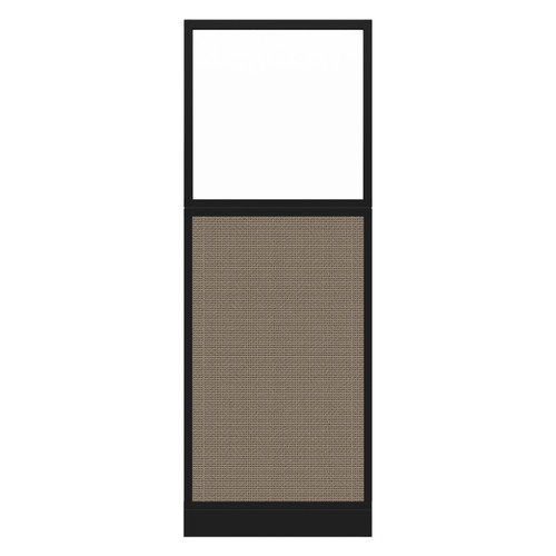 Configurable Acoustic Cubicle Partition Electric Hush Panel 2' x 6' W/Window Slate Woven Fabric Clear Fluted Window Black Trim