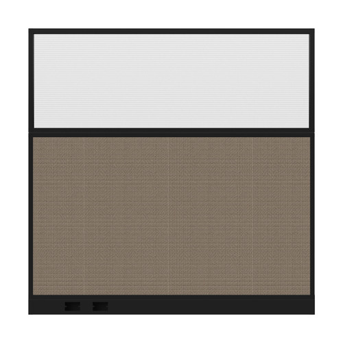 Configurable Acoustic Cubicle Partition Electric Hush Panel 6' x 6' W/Window Slate Woven Fabric Clear Fluted Window Black Trim