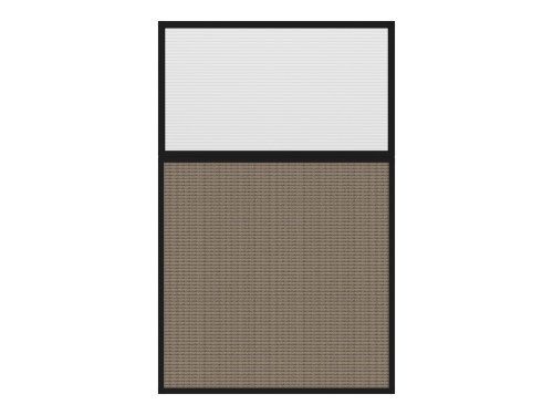 Portable and Acoustic Partition Hush Panel Configurable Cubicle Partition 4' x 6' W/ Window Slate Woven Fabric Clear Fluted Window Black Trim