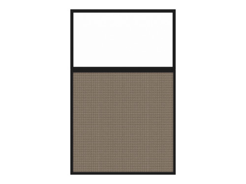Portable and Acoustic Partition Hush Panel Configurable Cubicle Partition 4' x 6' W/ Window Slate Woven Fabric Clear Window Black Trim