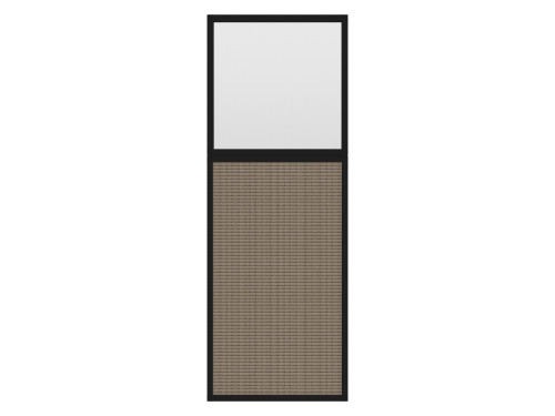 Portable and Acoustic Partition Hush Panel Configurable Cubicle Partition 2' x 6' W/ Window Slate Woven Fabric Clear Window Black Trim