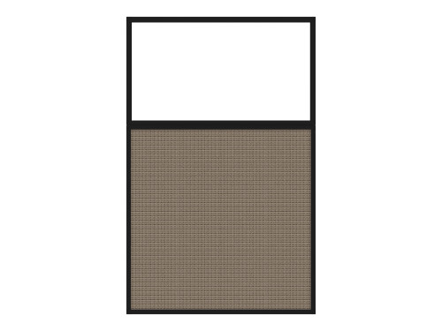 Portable and Acoustic Partition Hush Panel Configurable Cubicle Partition 3' x 6' W/ Window Slate Woven Fabric Clear Window Black Trim