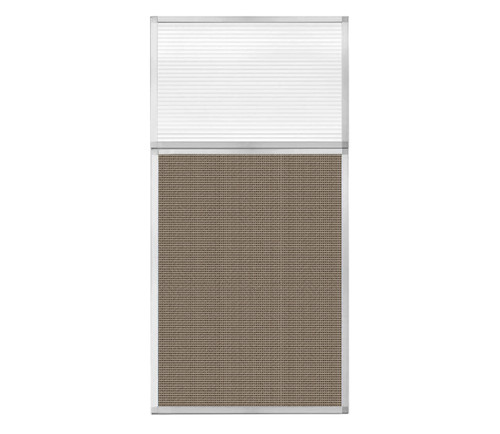 Portable and Acoustic Partition Hush Panel Configurable Cubicle Partition 3' x 6' W/ Window Slate Woven Fabric Clear Fluted Window