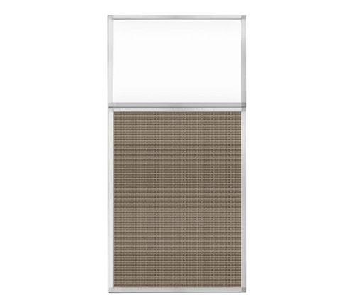 Portable and Acoustic Partition Hush Panel Configurable Cubicle Partition 3' x 6' W/ Window Slate Woven Fabric Clear Window