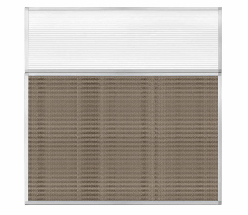 Portable and Acoustic Partition Hush Panel Configurable Cubicle Partition 6' x 6' W/ Window Slate Woven Fabric Clear Fluted Window