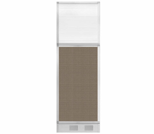 Configurable Acoustic Cubicle Partition Electric Hush Panel 2' x 6' Slate Woven Fabric Clear Fluted Window w/ Electric Channel