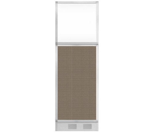 Configurable Acoustic Cubicle Partition Electric Hush Panel 2' x 6' Slate Woven Fabric Clear Window w/ Electric Channel