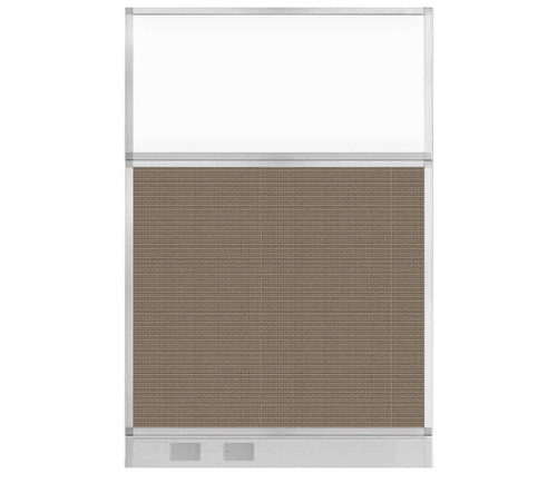 Configurable Acoustic Cubicle Partition Electric Hush Panel 4' x 6' Slate Woven Fabric Clear Window w/ Electric Channel