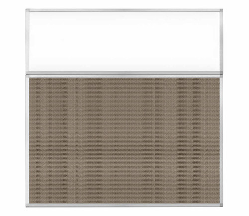 Portable and Acoustic Partition Hush Panel Configurable Cubicle Partition 6' x 6' W/ Window Slate Woven Fabric Clear Window