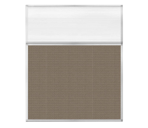 Portable and Acoustic Partition Hush Panel Configurable Cubicle Partition 5' x 6' W/ Window Slate Woven Fabric Clear Fluted Window