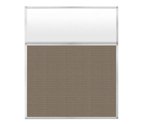 Portable and Acoustic Partition Hush Panel Configurable Cubicle Partition 5' x 6' W/ Window Slate Woven Fabric Frosted Window