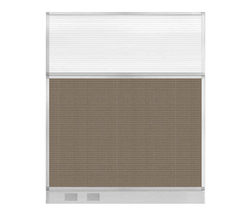 Configurable Acoustic Cubicle Partition Electric Hush Panel 5' x 6' Slate Woven Fabric Clear Fluted Window w/ Electric Channel