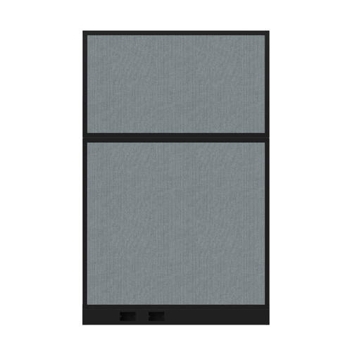 Configurable Acoustic Cubicle Partition Electric Hush Panel 4' x 6' Powder Blue Woven Fabric Black Trim