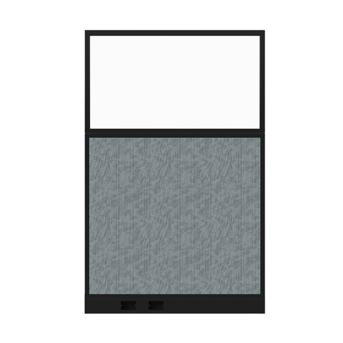 Configurable Acoustic Cubicle Partition Electric Hush Panel 4' x 6' W/Window Powder Blue Woven Fabric Clear Window Black Trim