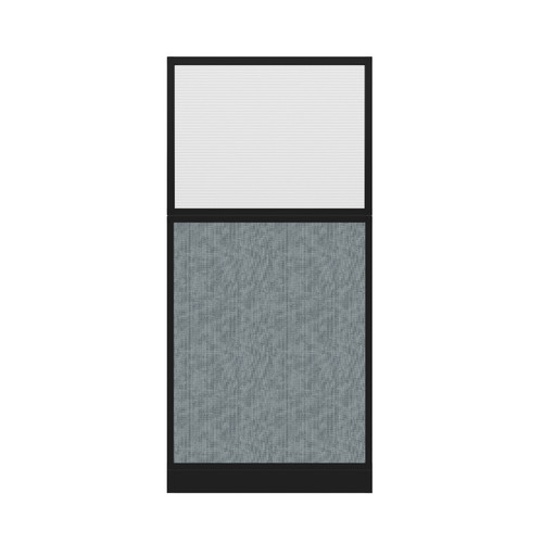 Configurable Acoustic Cubicle Partition Electric Hush Panel 3' x 6' W/Window Powder Blue Woven Fabric Clear Fluted Window Black Trim