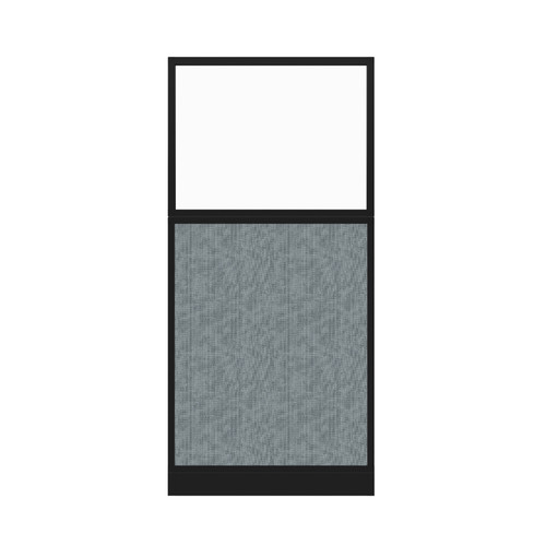 Configurable Acoustic Cubicle Partition Electric Hush Panel 3' x 6' W/Window Powder Blue Woven Fabric Clear Window Black Trim