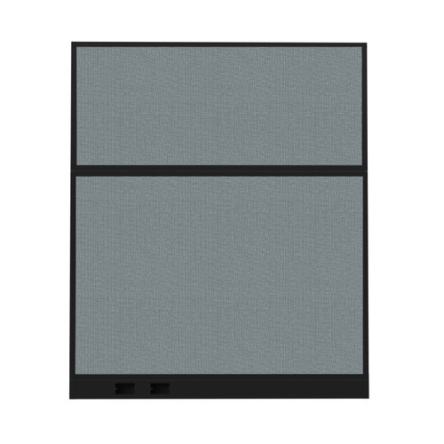 Configurable Acoustic Cubicle Partition Electric Hush Panel 5' x 6' Powder Blue Woven Fabric Black Trim