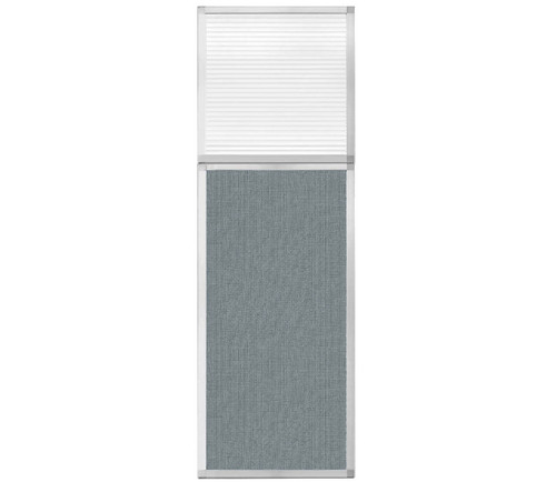 Portable and Acoustic Partition Hush Panel Configurable Cubicle Partition 2' x 6' W/ Window Powder Blue Woven Fabric Clear Fluted Window