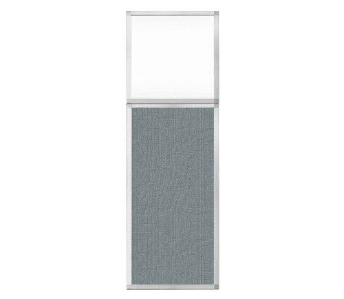Portable and Acoustic Partition Hush Panel Configurable Cubicle Partition 2' x 6' W/ Window Powder Blue Woven Fabric Clear Window