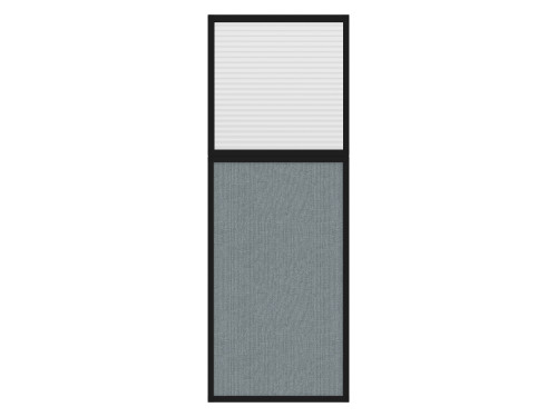 Portable and Acoustic Partition Hush Panel Configurable Cubicle Partition 2' x 6' W/ Window Powder Blue Woven Fabric Clear Fluted Window Black Trim