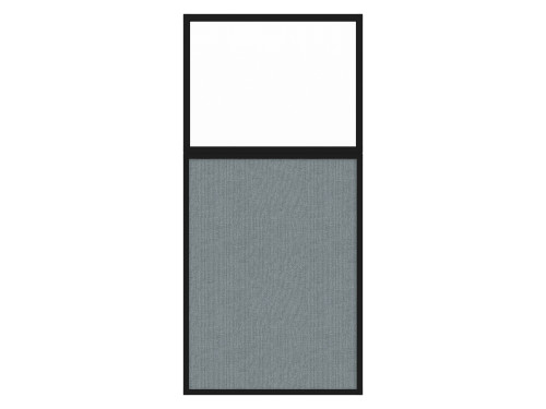Portable and Acoustic Partition Hush Panel Configurable Cubicle Partition 3' x 6' W/ Window Powder Blue Woven Fabric Clear Window Black Trim