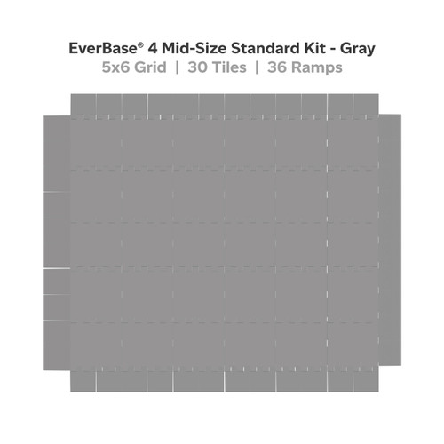 EverBase Kit - Medium duty tiles with ramps, Standard Kit, ~16'x20', ~ 325 square feet coverage, gray color