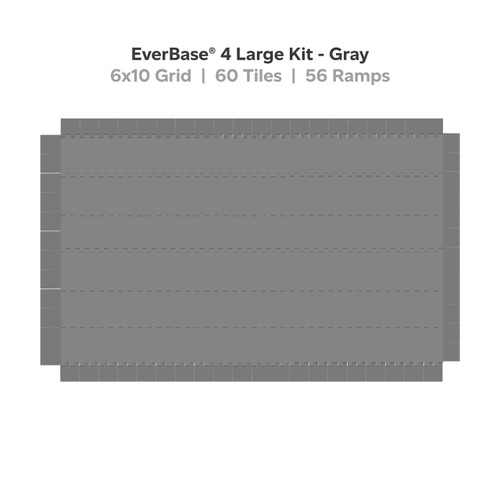 EverBase Kit - Medium duty tiles with ramps, Large Kit, ~20'x33', ~ 646 square feet coverage, gray color