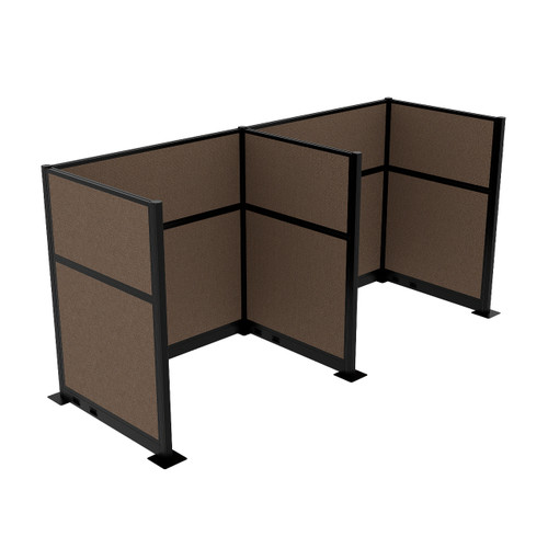 Acoustic Portable Partition Wall Pre-Configured Hush Panel Electric Cubicles 6' x 6' Mocha Woven Fabric - Black Trim
