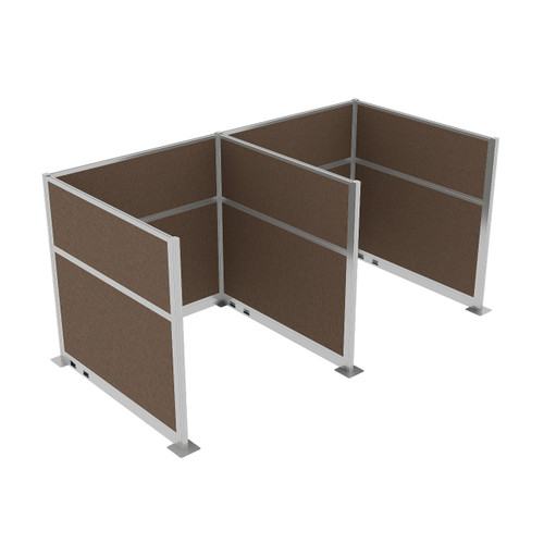 Acoustic Portable Partition Wall Pre-Configured Hush Panel Electric Cubicles 6' x 6' Mocha Woven Fabric - Silver Trim