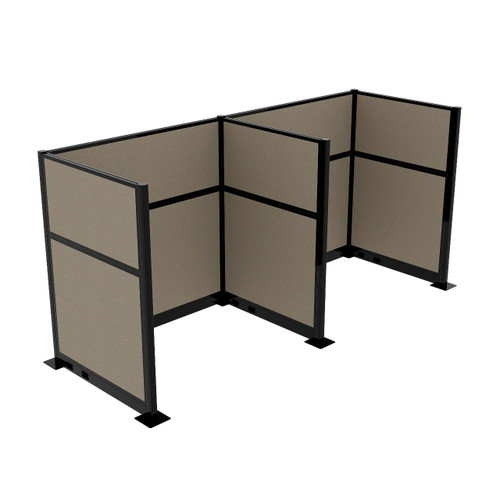 Acoustic Portable Partition Wall Pre-Configured Hush Panel Electric Cubicles 6' x 6' Warm Pebble Woven Fabric - Black Trim