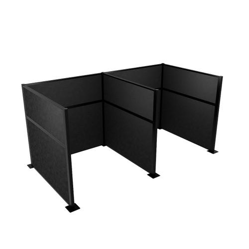 Acoustic Portable Partition Wall Pre-Configured Hush Panel Cubicles 6' x 6' Black Woven Fabric - Black Trim