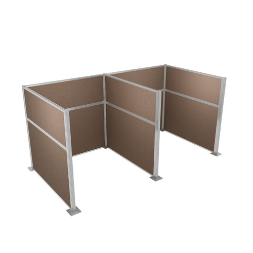 Pre-Configured Hush Panel Cubicle 6' x 6' Mocha Woven Fabric - Silver Trim
