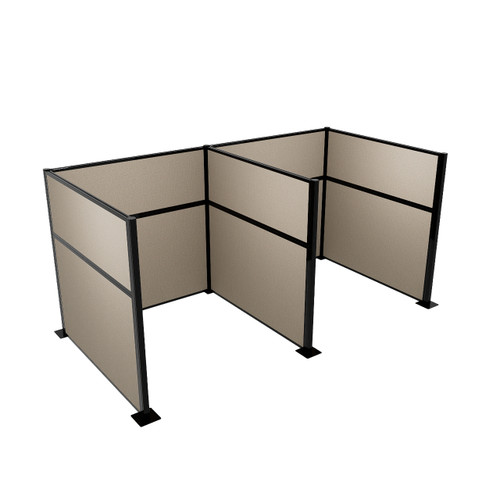 Acoustic Portable Partition Wall Pre-Configured Hush Panel Cubicles 6' x 6' Warm Pebble Woven Fabric - Black Trim