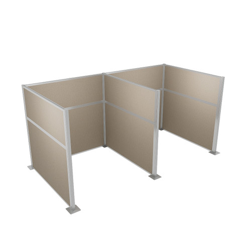 Pre-Configured Hush Panel Cubicle 6' x 6' Warm Pebble Woven Fabric - Silver Trim