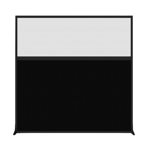 Hush Screen Portable Partition 6' x 6' Black Fabric Clear Fluted Window Without Wheels Black Trim