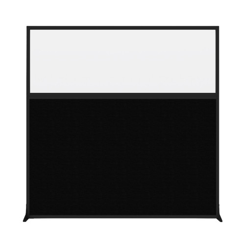 Hush Screen Portable Partition 6' x 6' Black Fabric Clear Window Without Wheels Black Trim