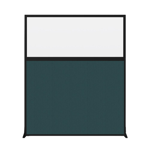 Hush Screen Portable Partition 5' x 6' Blue Lagoon Fabric Frosted Window Without Wheels Black Trim