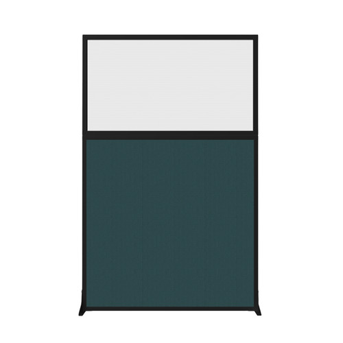 Hush Screen Portable Partition 4' x 6' Blue Lagoon Fabric Frosted Window Without Wheels Black Trim
