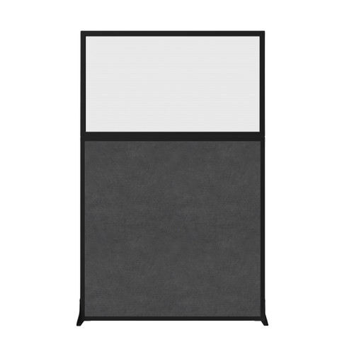 Hush Screen Portable Partition 4' x 6' Classic Gray Fabric Frosted Window Without Wheels Black Trim