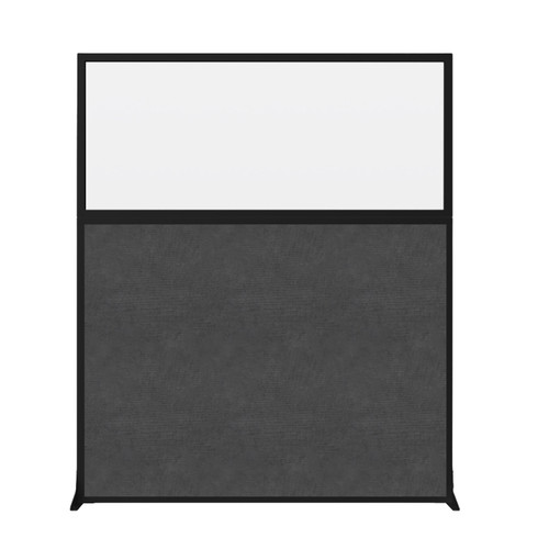 Hush Screen Portable Partition 5' x 6' Classic Gray Fabric Frosted Window Without Wheels Black Trim