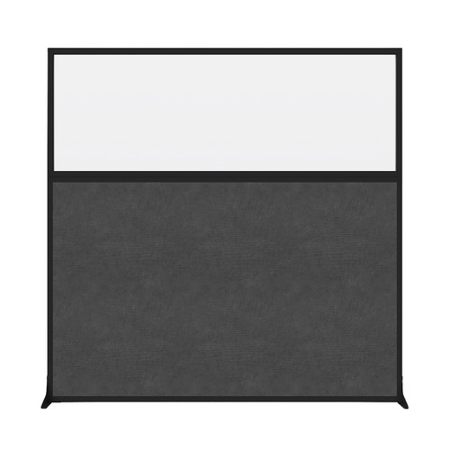 Hush Screen Portable Partition 6' x 6' Classic Gray Fabric Clear Window Without Wheels Black Trim