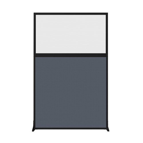 Hush Screen Portable Partition 4' x 6' Midnight Blue Fabric Frosted Window Without Wheels Black Trim