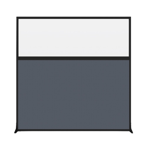 Hush Screen Portable Partition 6' x 6' Midnight Blue Fabric Frosted Window Without Wheels Black Trim