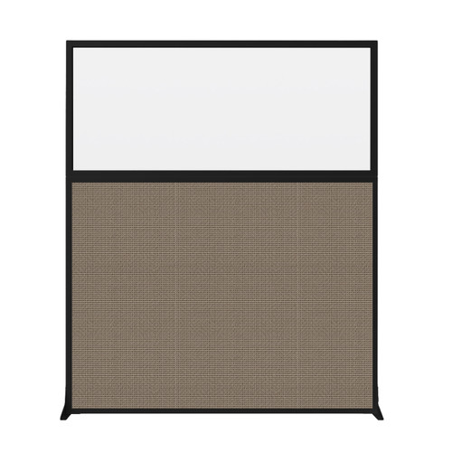Hush Screen Portable Partition 5' x 6' Speckled Gray Fabric Frosted Window Without Wheels Black Trim