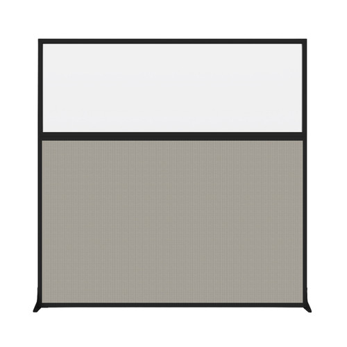 Hush Screen Portable Partition 6' x 6' Speckled Gray Fabric Clear Window Without Wheels Black Trim