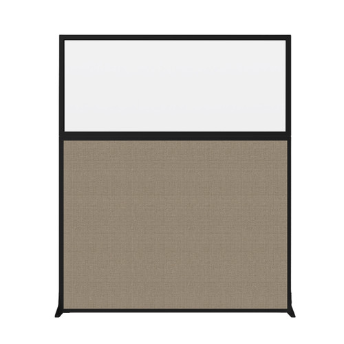 Hush Screen Portable Partition 5' x 6' Limestone Fabric Frosted Window Without Wheels Black Trim