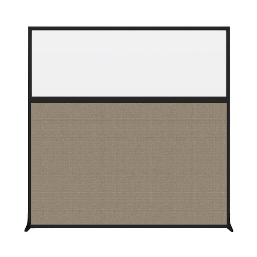 Hush Screen Portable Partition 6' x 6' Limestone Fabric Frosted Window Without Wheels Black Trim